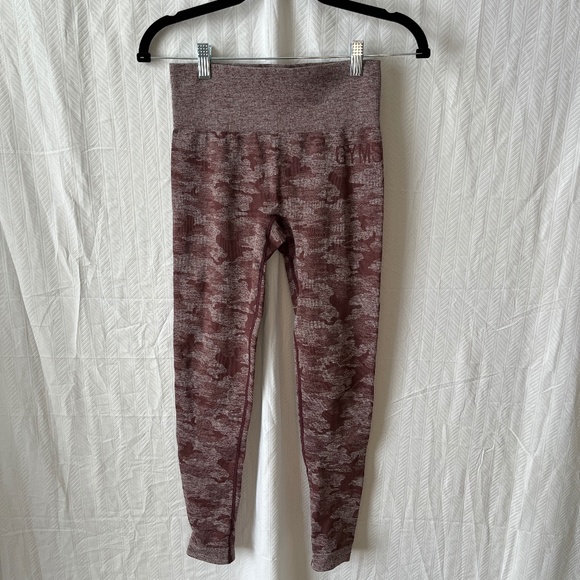 Gymshark Seamless High-Waisted Legging Camo Burgundy Small - Picture 2 of 10